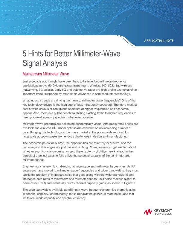 5 Hints for Better Millimeter-Wave Signal Analysis