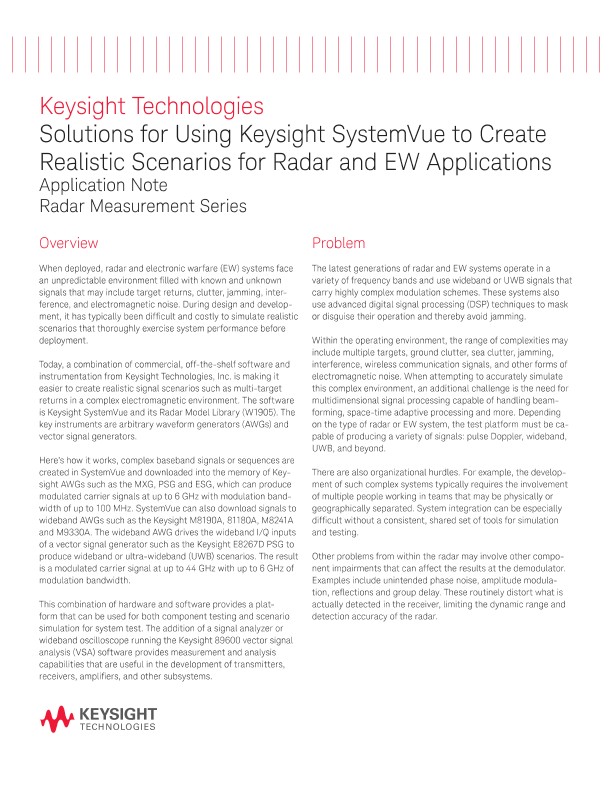 Creating Realistic Scenarios for Radar and EW Applications
