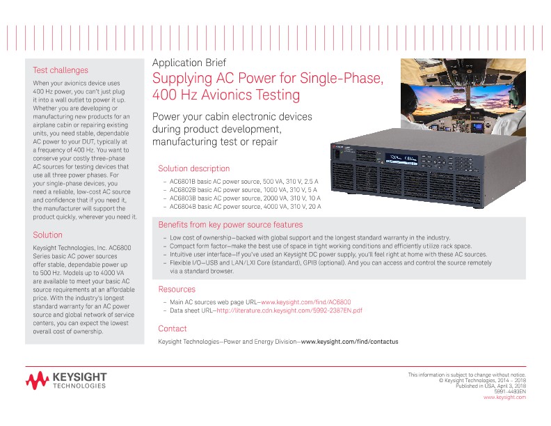 Supplying AC Power for Single-Phase, 400 Hz Avionics Testing PDF Asset ...