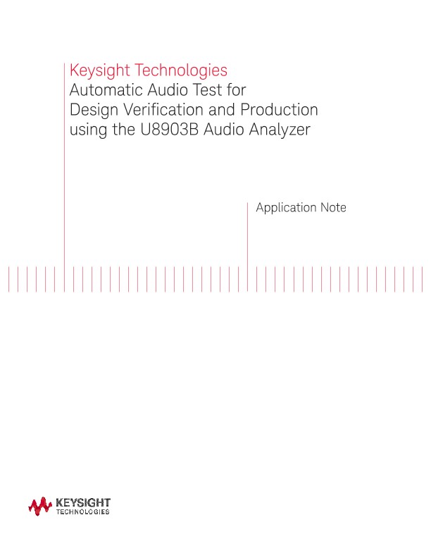 Automatic Audio Test Using U8903B Audio Analyzer
