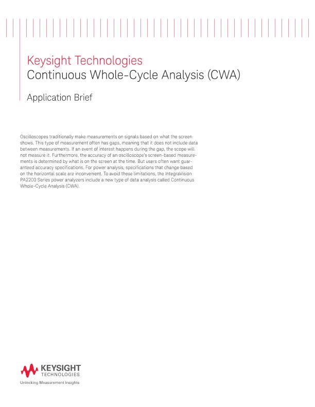 Continuous Whole-Cycle Analysis (CWA)