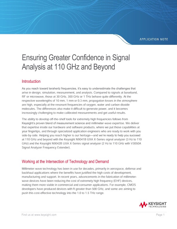 Ensuring Greater Confidence in Signal Analysis at 110 GHz and Beyond