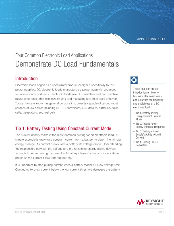 Demonstrate DC Electronic Load Fundamentals