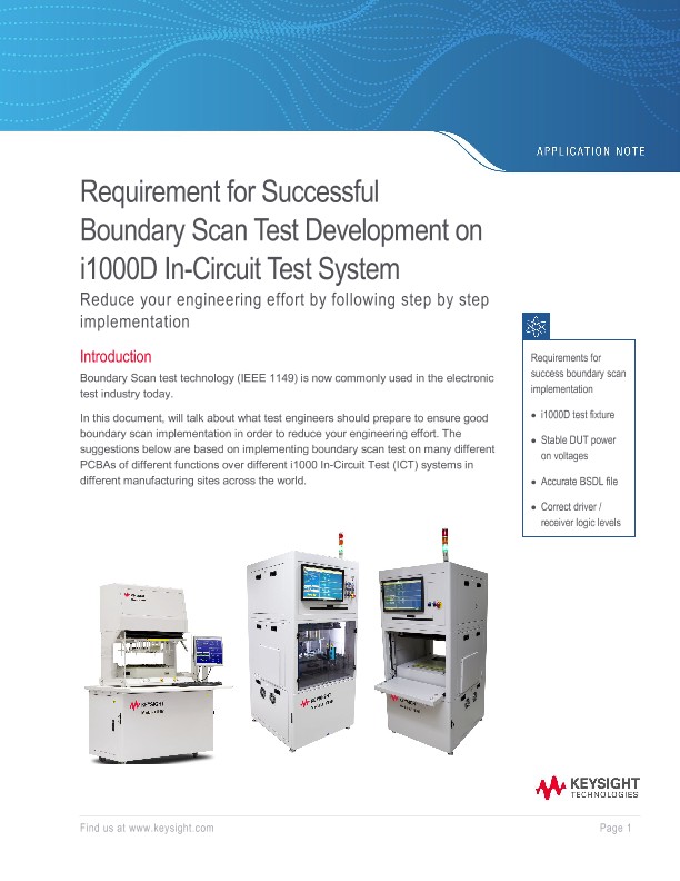 Boundary Scan Test Development on i1000D In-Circuit Test System