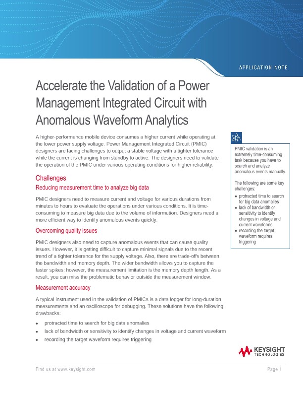 Accelerate the Validation of a Power Management Integrated Circuit with Anomalous Waveform Analytics 