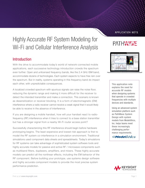 Highly Accurate RF System Modeling for Wi-Fi and Cellular Interference Analysis