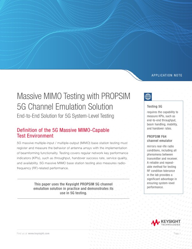 Massive MIMO Testing with PROPSIM 5G Channel Emulation Solution