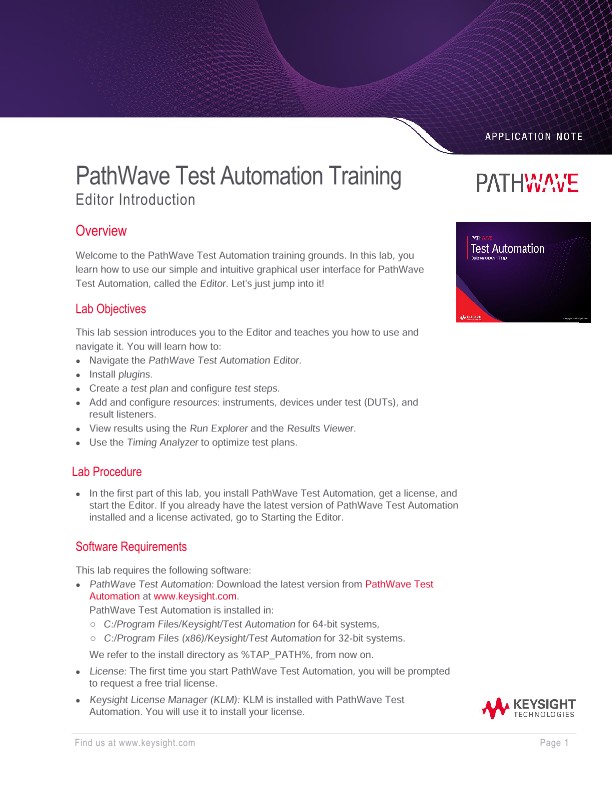 PathWave Test Automation Training Editor Introduction