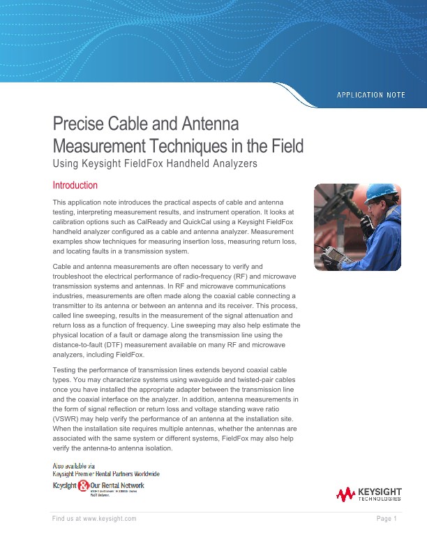 Precise Cable and Antenna Measurement Techniques in the Field