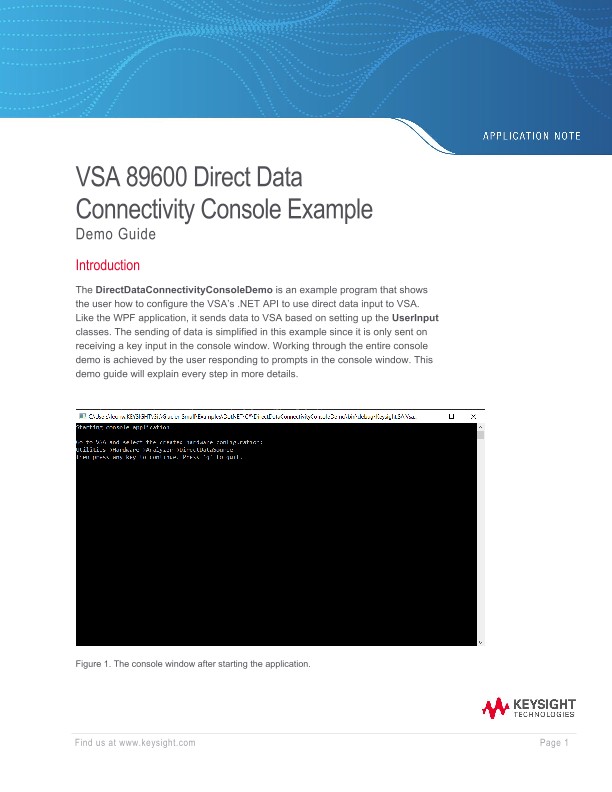 VSA 89600 Direct Data Connectivity Console Example