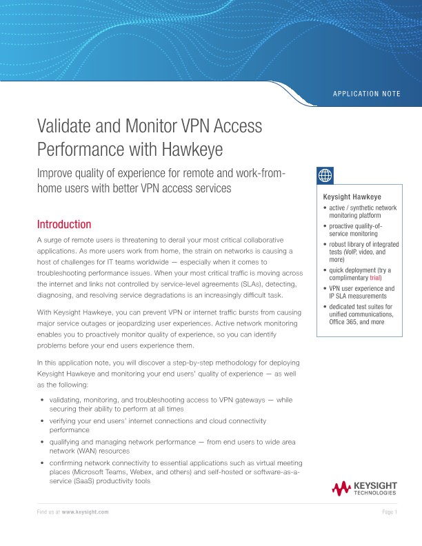 Validate and Monitor VPN Access Performance with Hawkeye