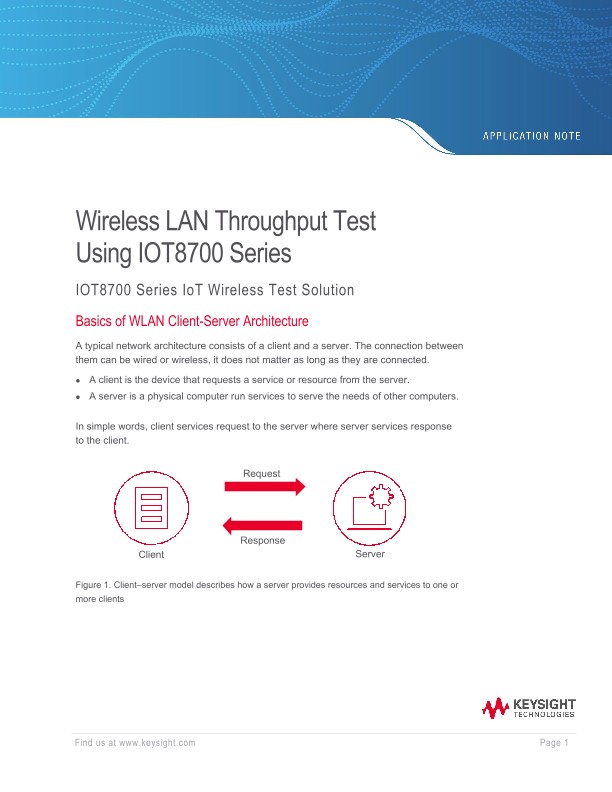 Wireless LAN Throughput Test Using IOT8700 Series PDF Asset Page | Keysight