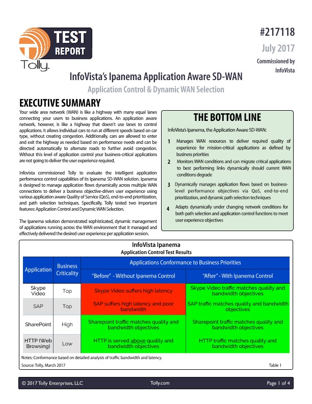 Tolly Test Report-InfoVista SD-WAN Test Using IxChariot