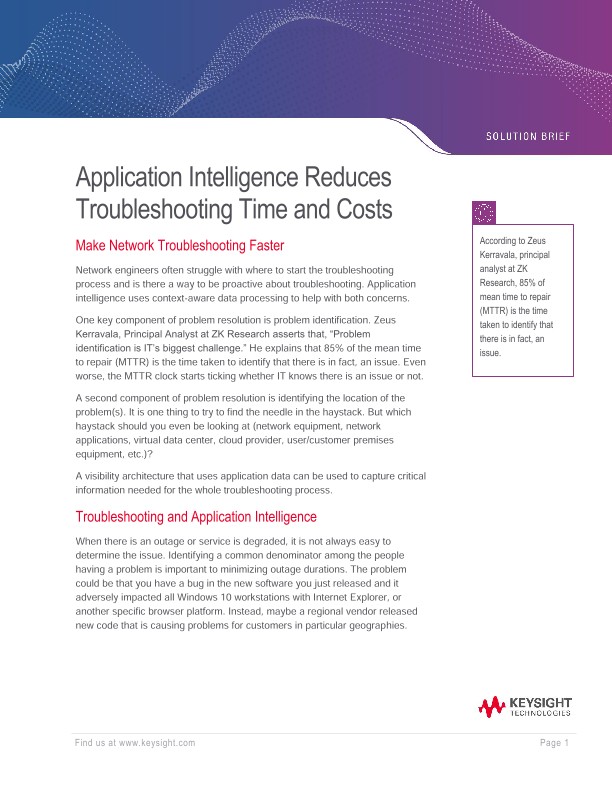 Application Intelligence Reduces Troubleshooting Time and Costs