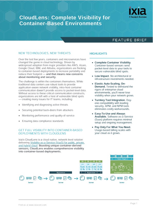 CloudLens: Complete Visibility for Container-Based Environments