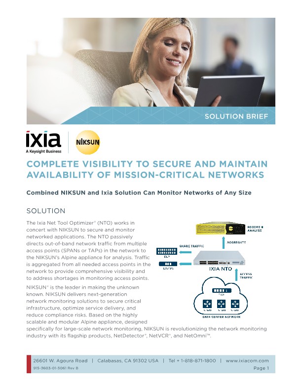 Complete Visibility to Secure and Maintain Availability of Mission-Critical Networks