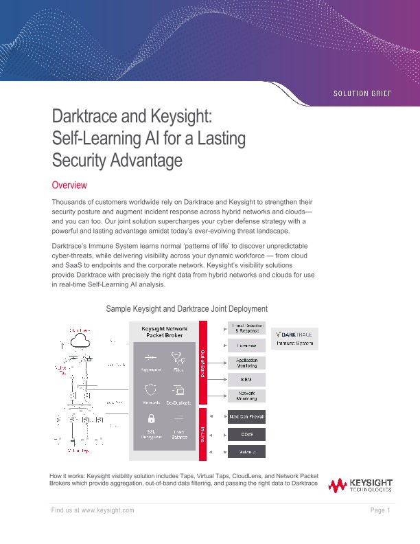 Darktrace and Keysight: Self-Learning AI for a Lasting Security Advantage