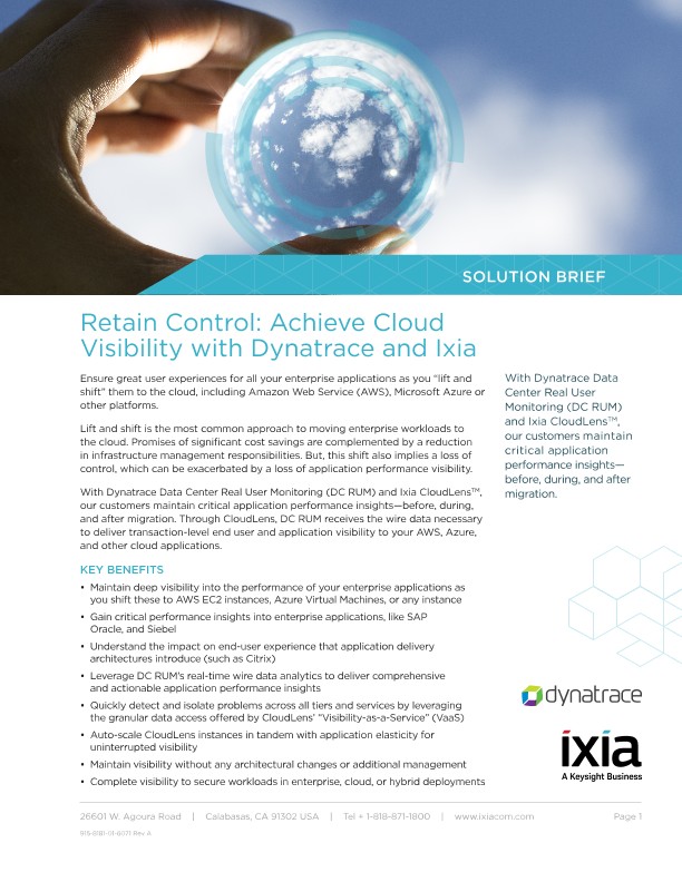 Dynatrace and CloudLens - Retain Control and Achieve Visibility
