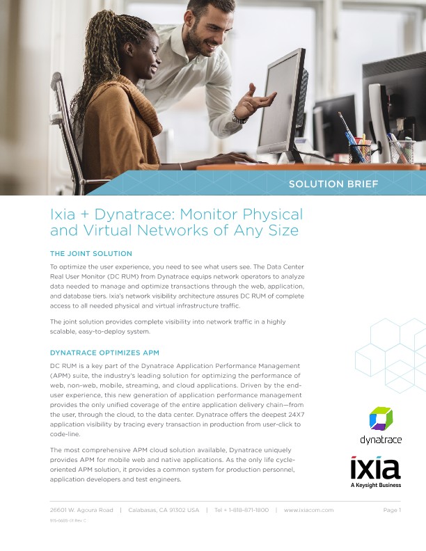 Keysight + Dynatrace: Monitor Physical and Virtual Networks of Any Size