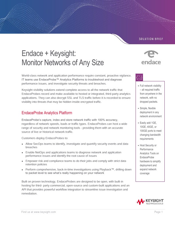 Endace + Keysight: Monitor Networks of Any Size