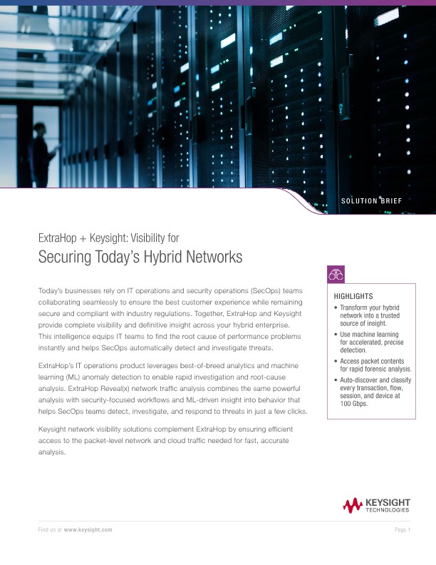 ExtraHop + Keysight: Visibility for Securing Today's Hybrid Networks