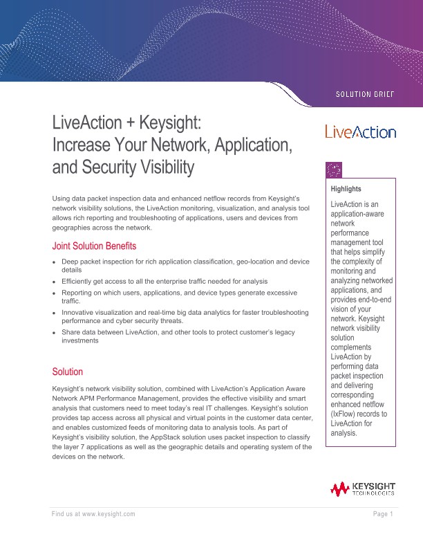 LiveAction + Keysight: Increase Your Network, Application, and Security Visibility