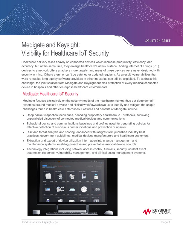 Medigate and Keysight: Visibility for Healthcare IoT Security