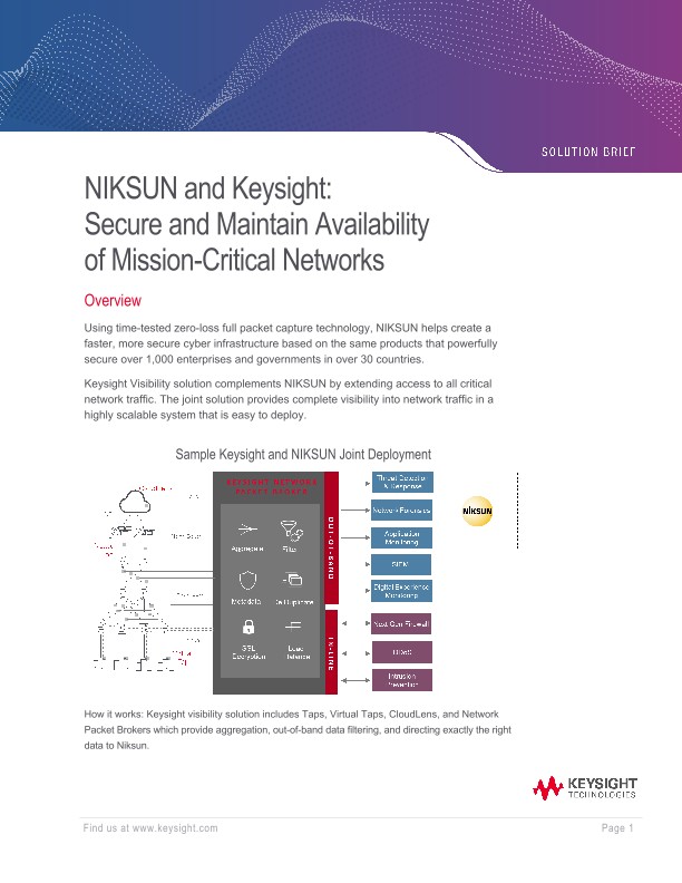 NIKSUN and Keysight: Secure and Maintain Availability of Mission-Critical Networks