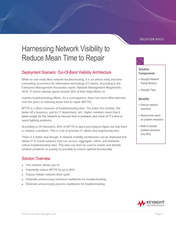 Harnessing Network Visibility To Reduce Mean Time To Repair
