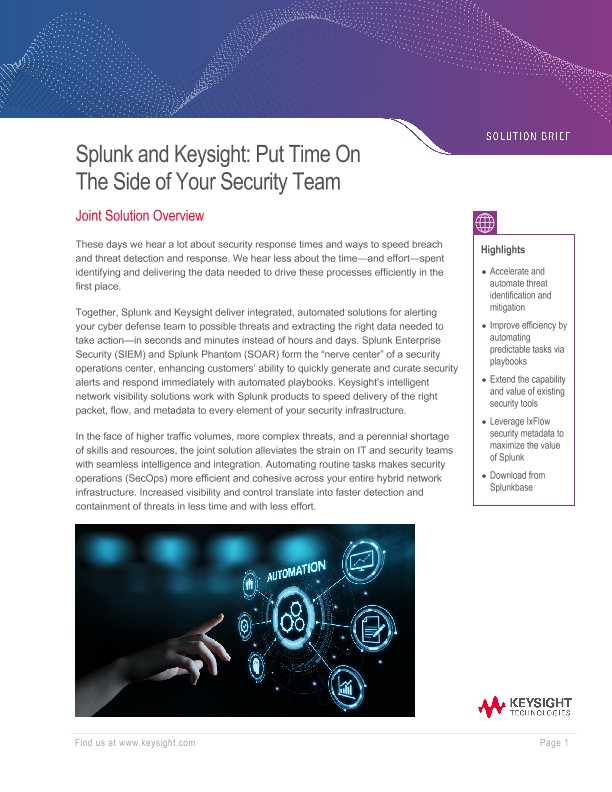 Splunk and Keysight: Put Time On The Side of Your Security Team