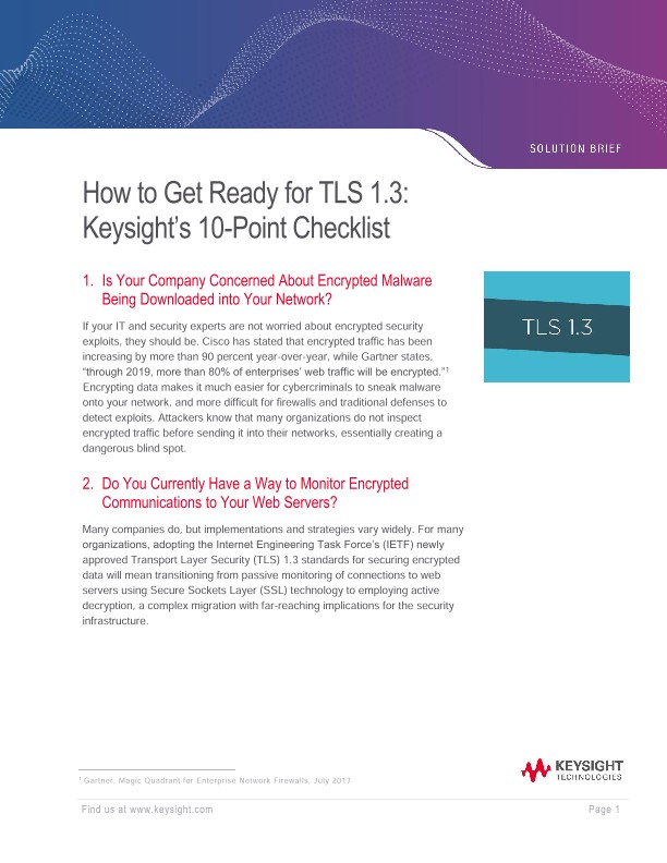 How to Get Ready for TLS 1.3: Keysight’s 10-Point Checklist