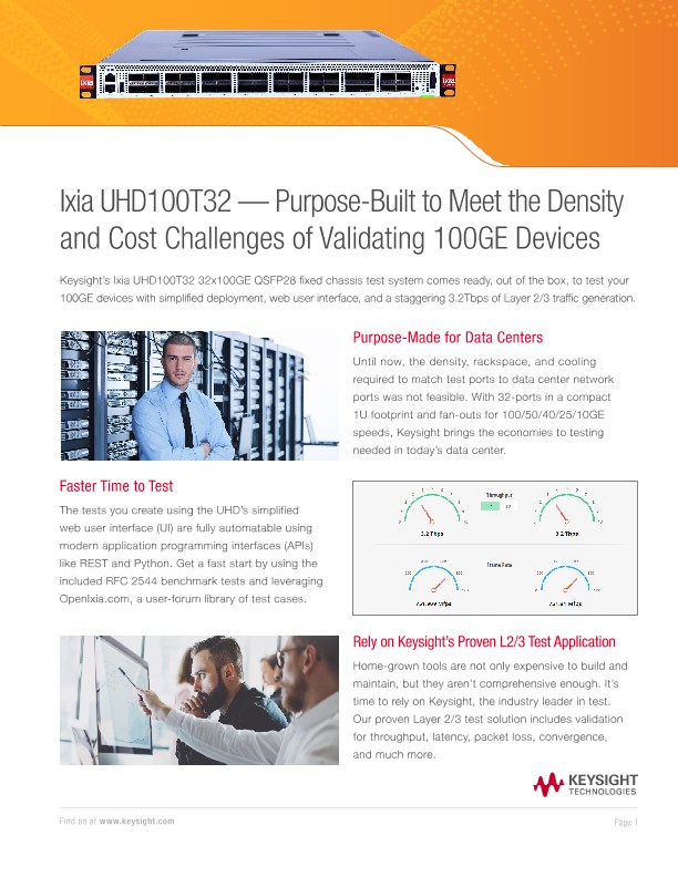 UHD100T32 — Purpose-Built to Meet the Density and Cost Challenges of Validating 100GE Devices