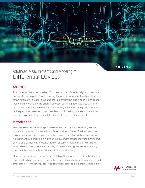 Differential Device Modeling Advanced Measurements