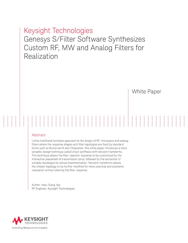RF, MW and Analog Filters Synthesis Using Genesys S/Filter