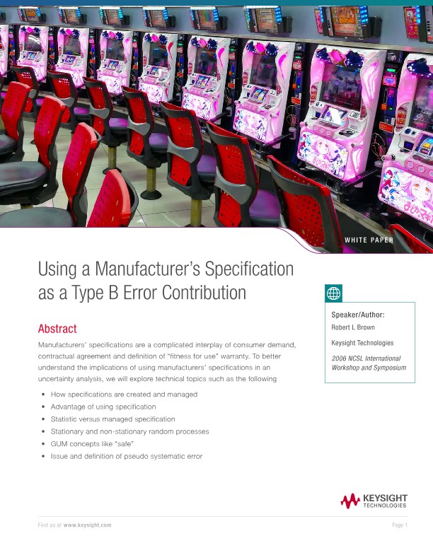 Using a Manufacturer’s Specification as a Type B Error Contribution 