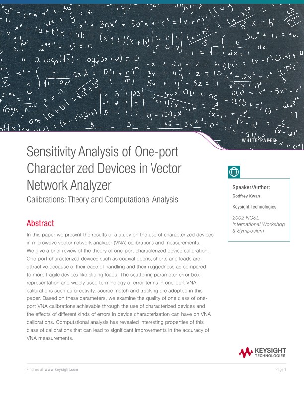 Sensitivity Analysis of One-port Characterized Devices in VNA