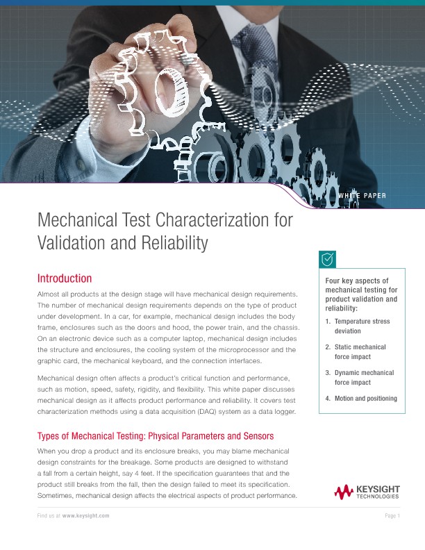 Mechanical Test Characterization for Validation and Reliability