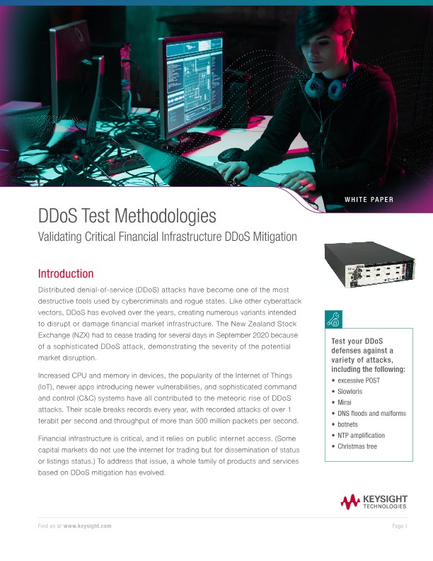 DDoS Test Methodologies, Validating Critical Financial Infrastructure DDoS Mitigation