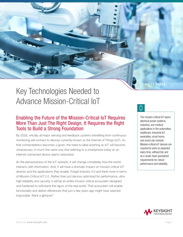 Key Technologies Needed to Advance Mission-Critical IoT