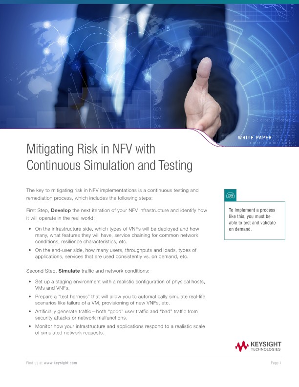 Mitigating Risk in NFV with Continuous Simulation and Testing