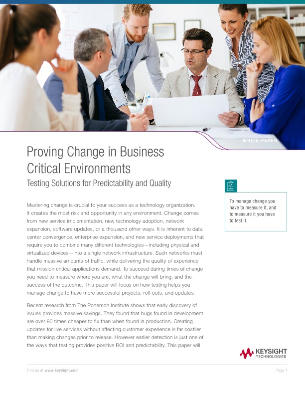Proving Change in Business Critical Environments