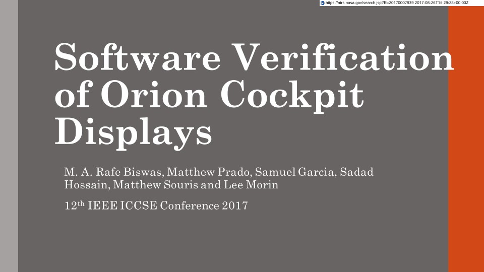 Software Verification of Orion Cockpit Displays PPT