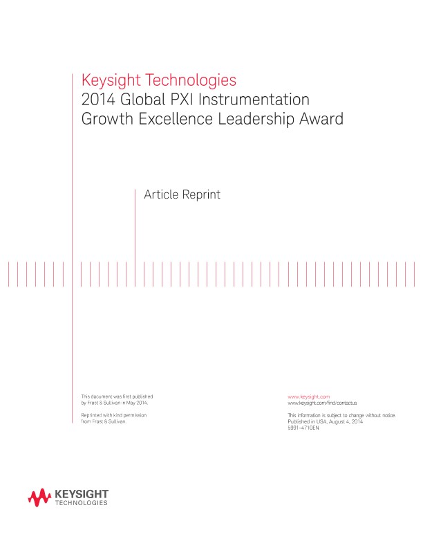 2014 Global PXI Instrumentation Growth Excellence Leadership Award – Article Reprint