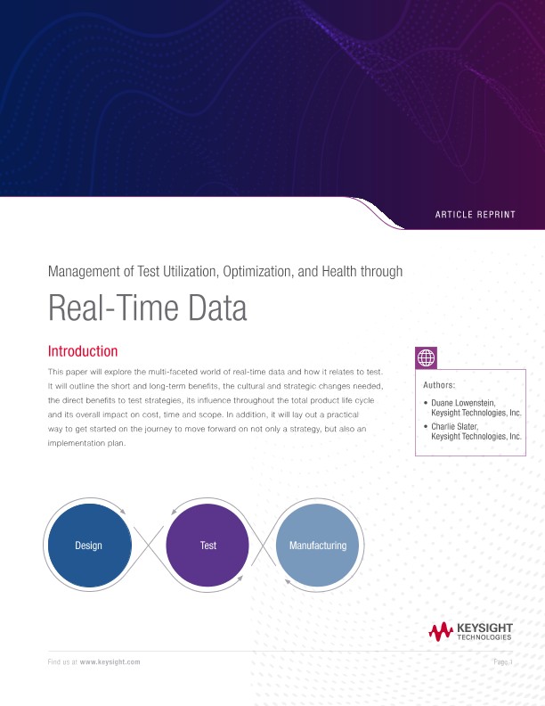 Management of Test Utilization, Optimization, and Health through Real-Time Data