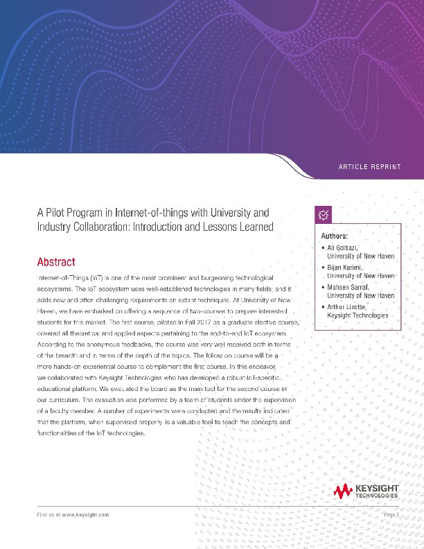 A Pilot Program in Internet-of-things with University and Industry Collaboration: Introduction and Lessons Learned  - AR