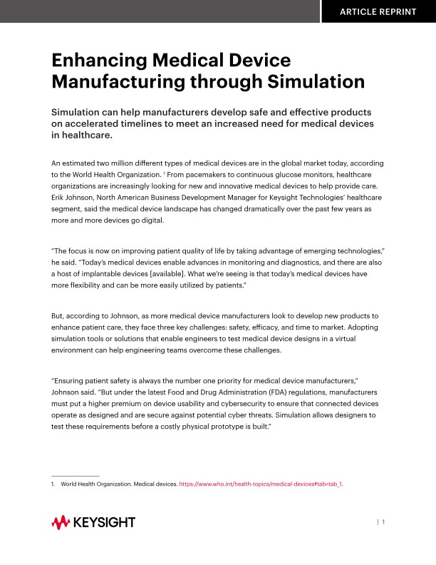 Enhancing Medical Device Manufacturing through Simulation