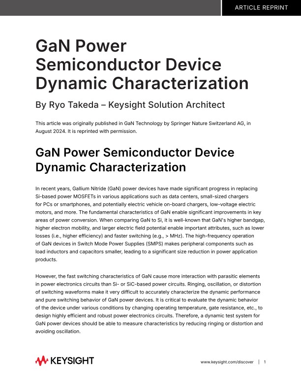 GaN Power Semiconductor Device Dynamic Characterization PDF Asset Page ...