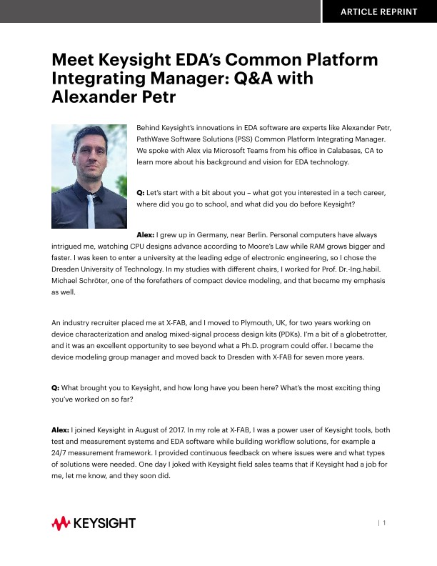 Meet Keysight EDA’s Common Platform Integrating Manager: Q&A with Alexander Petr