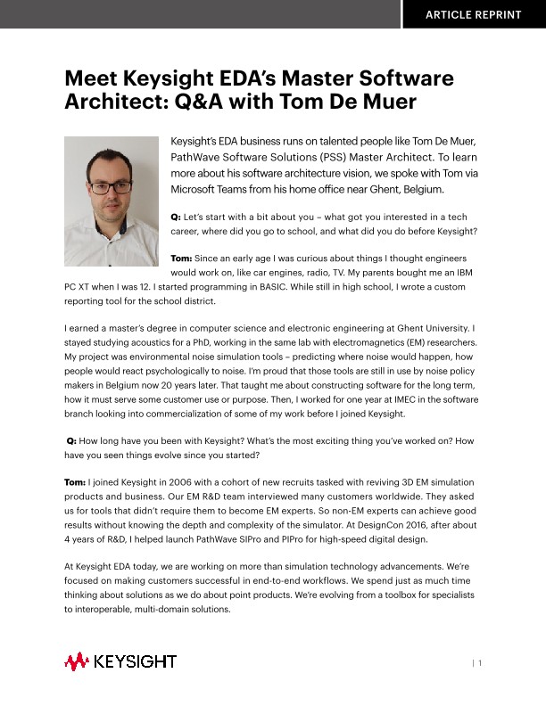 Meet Keysight EDA’s Master Software Architect: Q&A with Tom De Muer