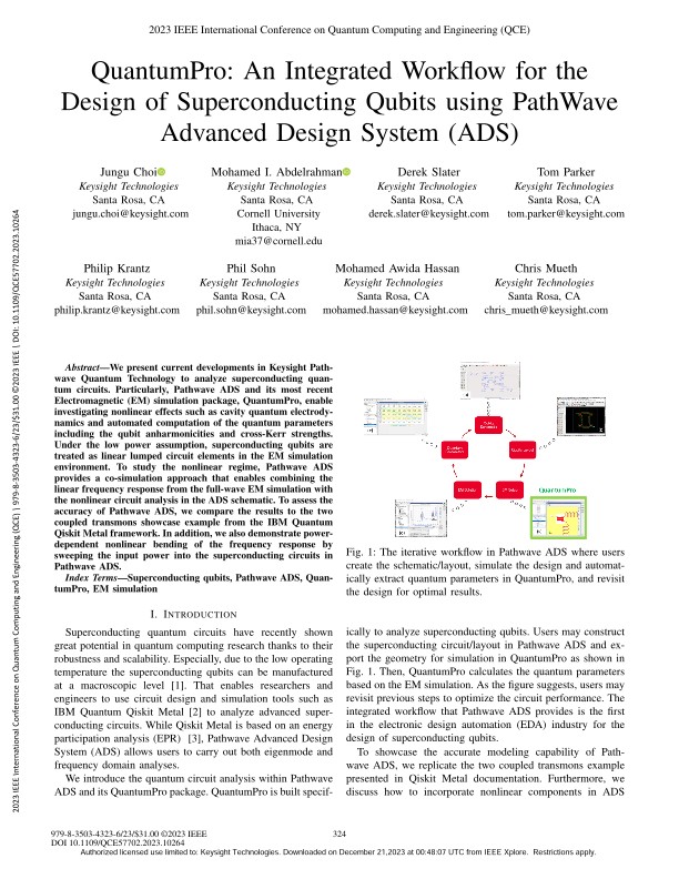 QuantumPro: An Integrated Workflow for the Design of Superconducting Qubits Using PathWave Advanced Design System (ADS)